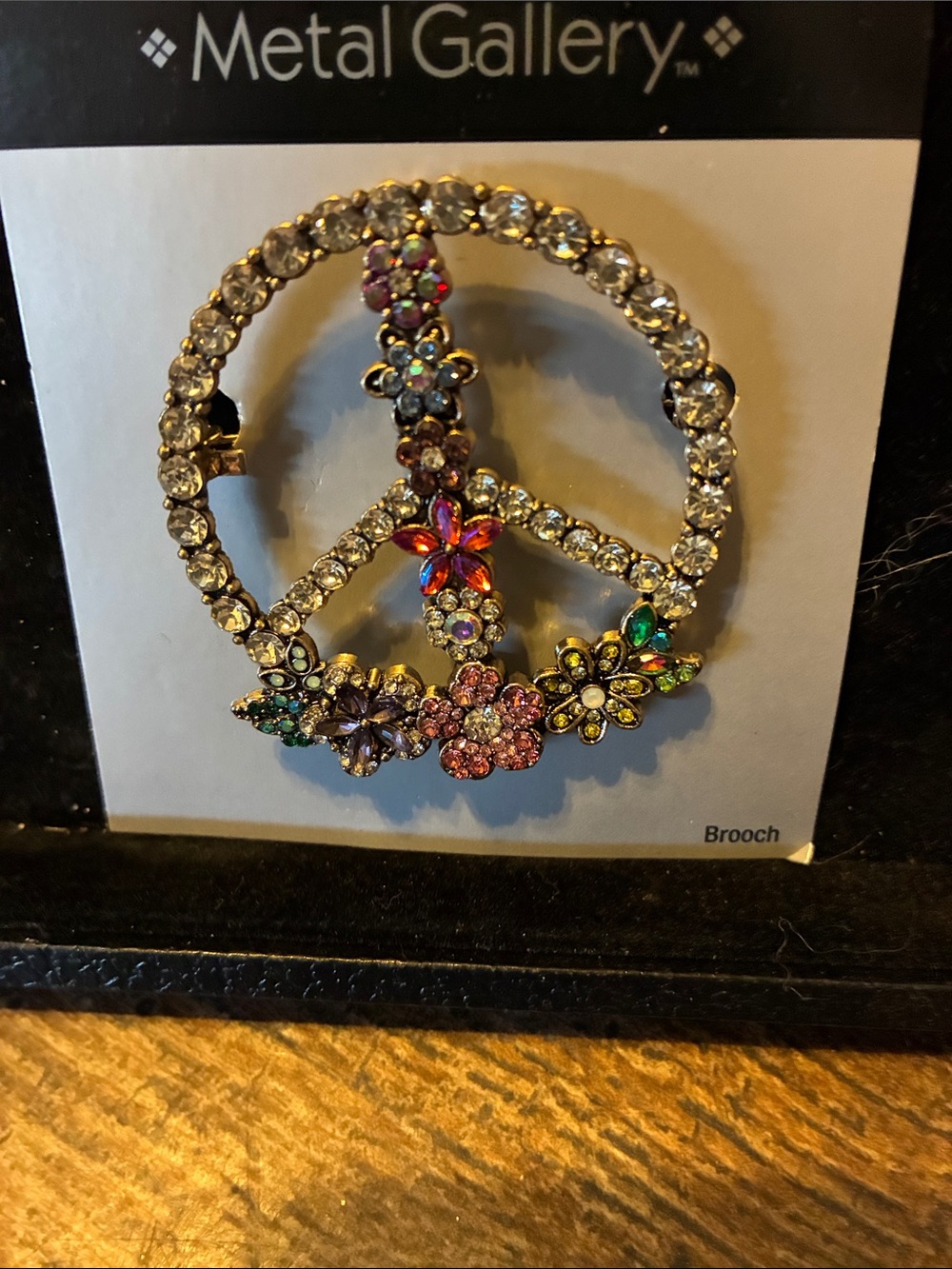 Gallery Multicolor Floral Peace Sign Brooch